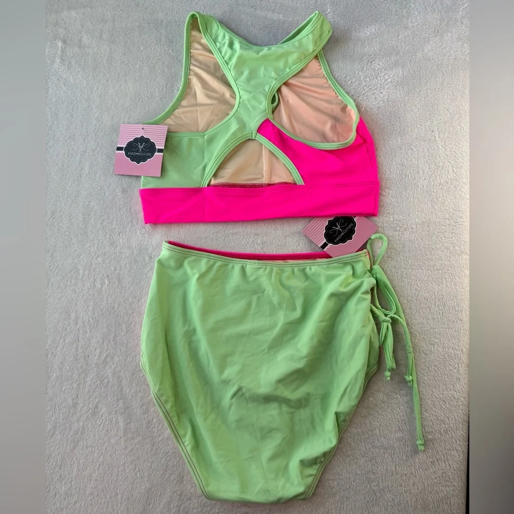 Kandi Kouture Convention Dancewear set. Pink & Green - Picture 2 of 13